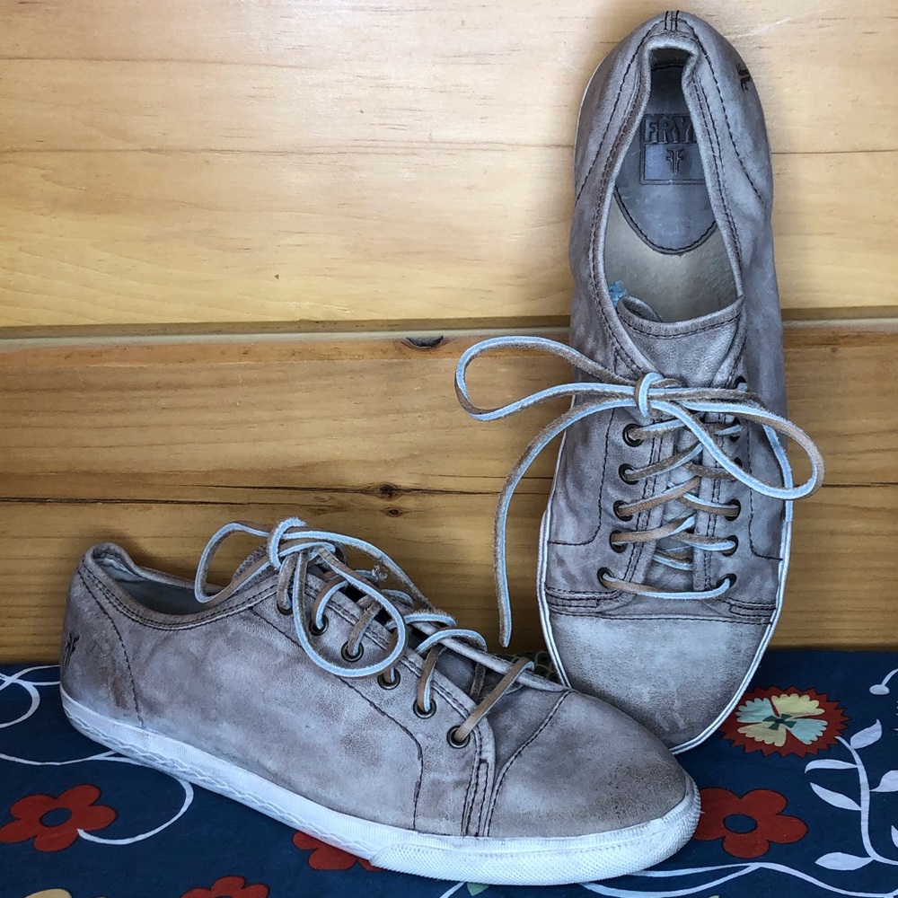 Grey nubuck bleached mindy low tops 9 Frye